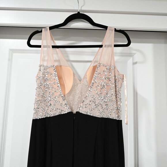 Adrianna Pappel Size 12 Black Gown with Shear Sequin Top and Back - Picture 9 of 13
